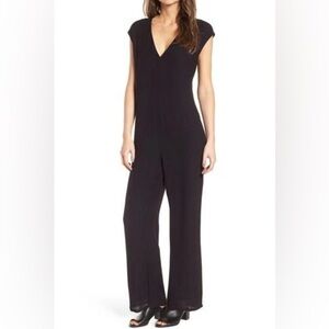 JAMES PERSE Crepe Sleeveless Jumpsuit In Carbon Black V neck sz 1 US S